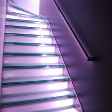 Inox Trap met Glazen Treden en LED verlichting VDC inox